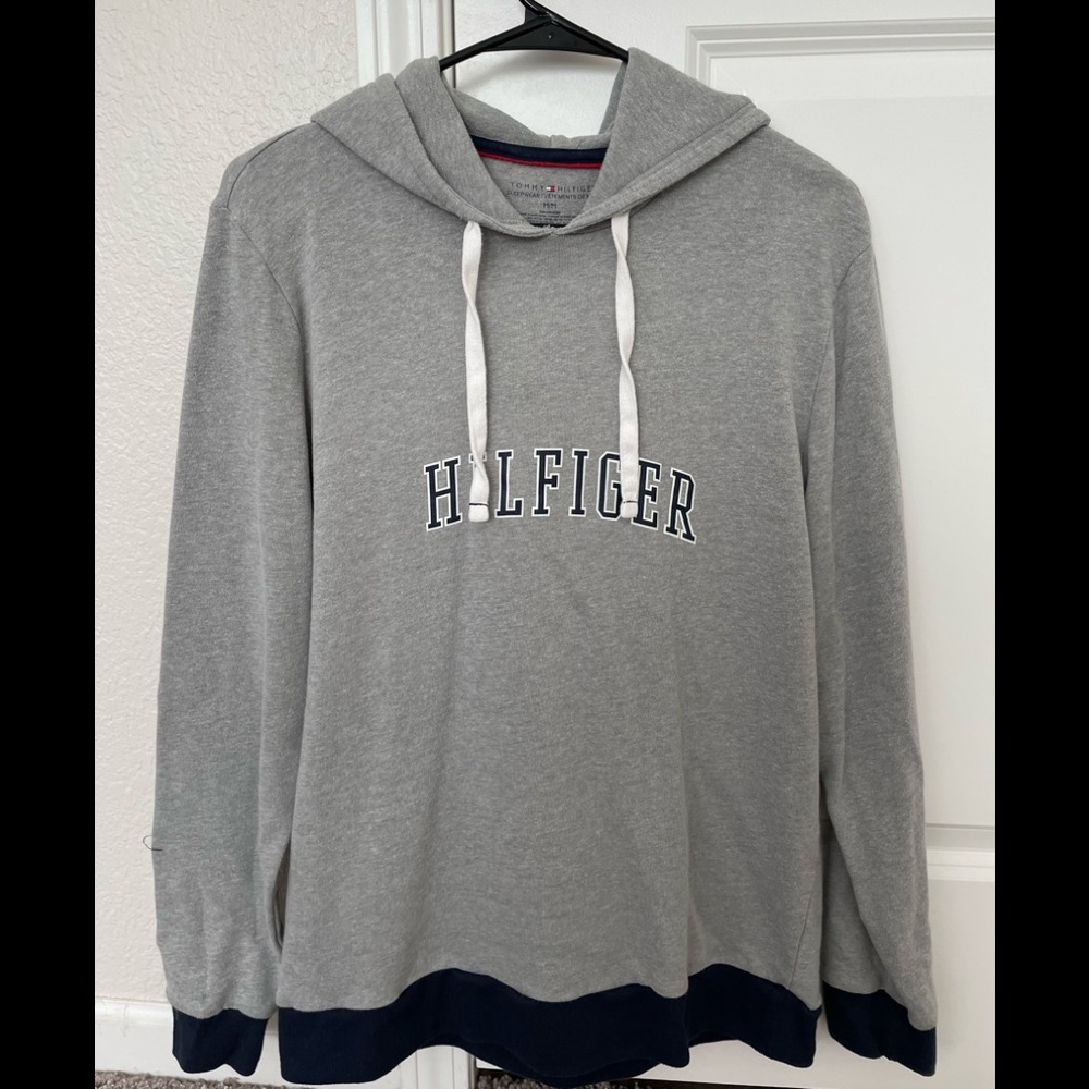 Tommy Hilfiger Sleepwear Lounge Gray and Navy Hoodie - M